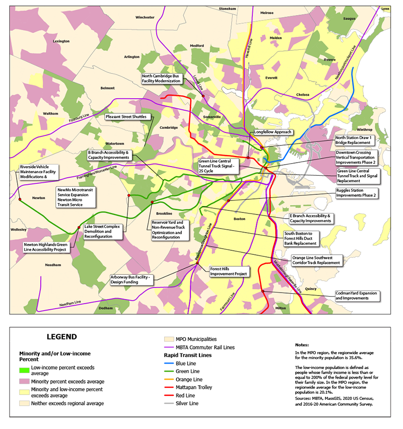 Figure 8b is a detailed map that shows the public transit projects that were funded in the 2023–27 Transportation Improvement Program.